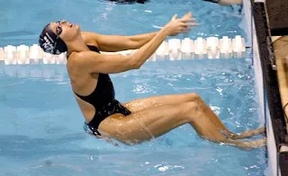 Charlene Wittstock competing for swimming