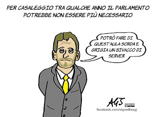 davide casaleggio, parlamento, costituzione, democrazia diretta, vignetta, satira