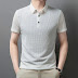   Men’s Business Casual Short Sleeved Bone Flower Solid Color POLO Shirt