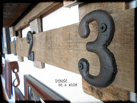 metal numbers add a touch of fun to a rusty metal and pallet wood shelf via http://deniseonawhim.blogspot.com