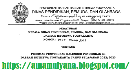 Kaldik atau Kalender Pendidikan Provinsi Daerah Istimewa Yogyakarta (DIY) Tahun Pelajaran 2022/2023