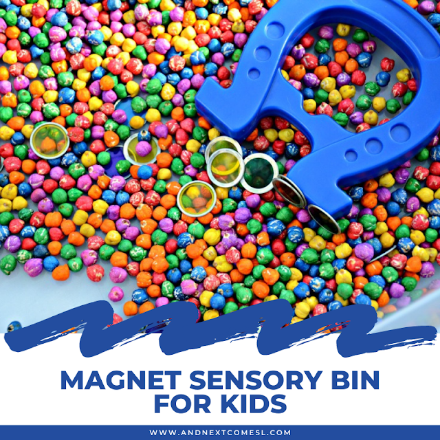 Magnet sensory bin for toddlers and preschoolers