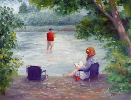 Fishing and relaxing by the river