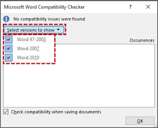 Menjalankan Compatibility Checker Sebelum Menyimpan Dokumen 2