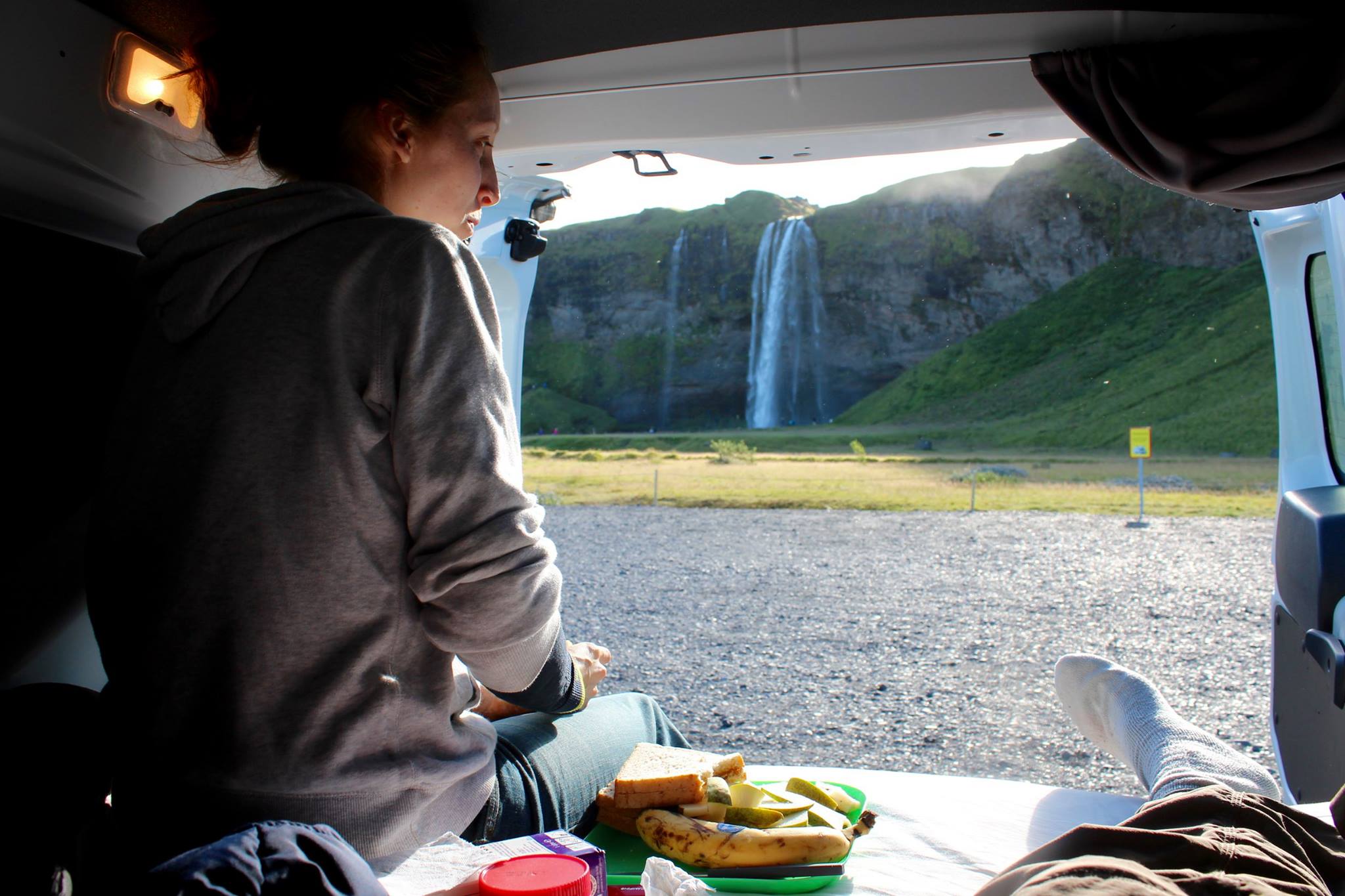 We had our breakfast in front of Having our breakfast in front of Seljalandsfoss waterfall