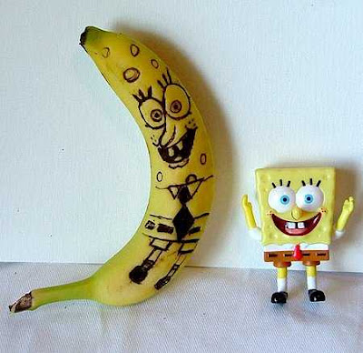 Bob esponja hecho con un plátano