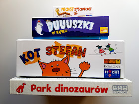 planszówki dla dzieci - Egmont - Kot Stefan - Park dinozaurów - Nogi stonogi - Duszki w kąpieli - gry planszowe - prezent na Mikołajki - prezent dla dziecka na święta - blog rodzicielski - parenting