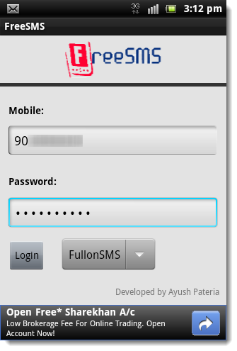 Free-SMS-Android-login