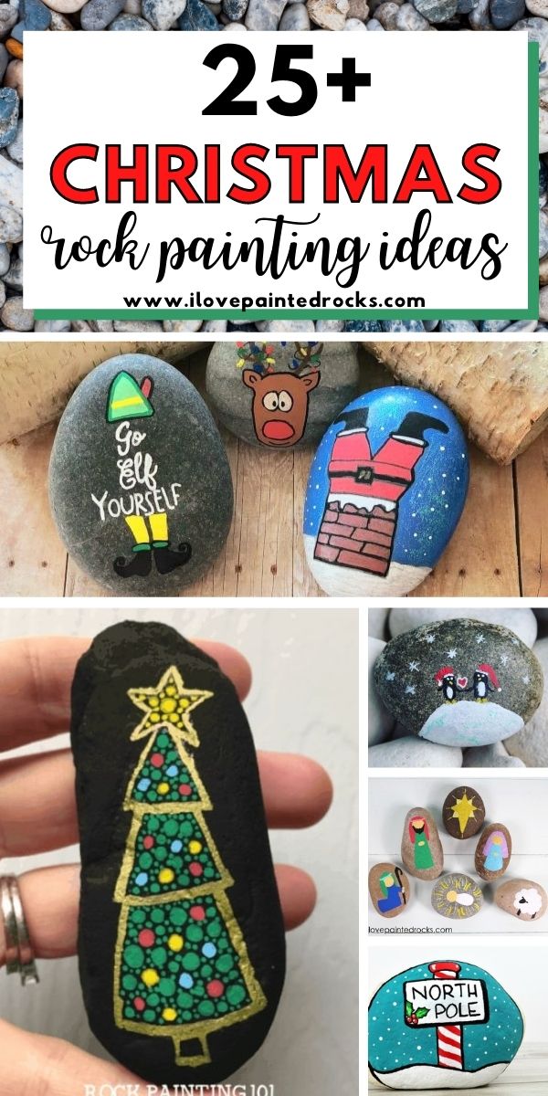 More than 25 Christmas rock painting ideas! Lots of ideas for kids including snowmen, santa, reindeer and more. From easy painted rock ideas to advance and intermediate winter and holiday merry rock painting ideas.