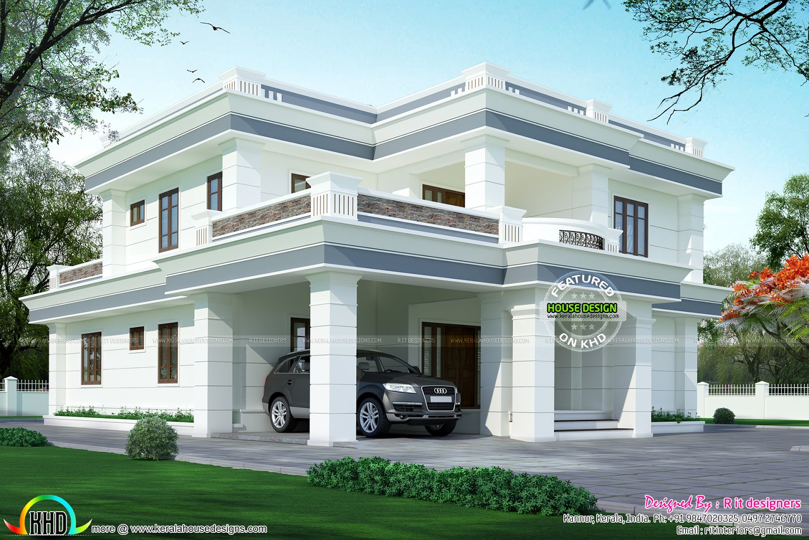  Modern  flat roof house  in 395 sq yd Kerala  home  design  