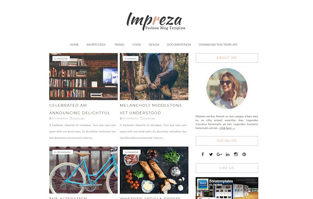 Impreza Responsive Personal Blog Girl Blog Lifestyle Diary Sites Fashions Tutorial Blogger Template Theme