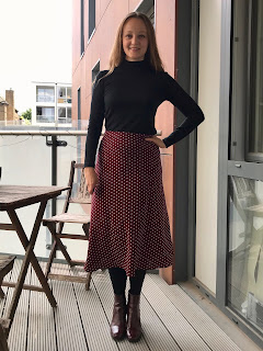 Maroon Polka Dot Evie Bias Skirt