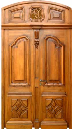 kerala style Carpenter works and designs: Main Entrance wooden double