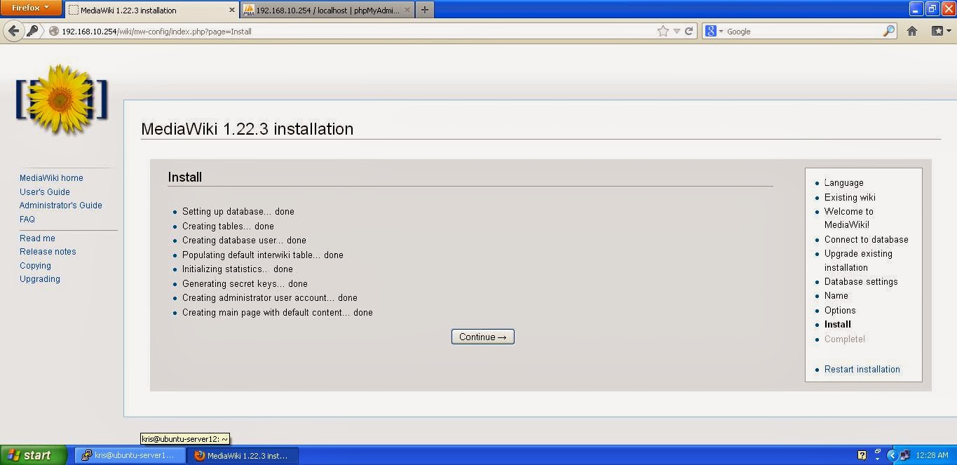 Cara Install Mediawiki di Ubuntu Server 12.04
