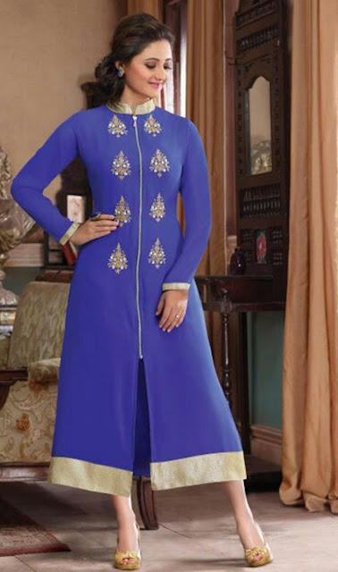 Blue Chanderi Embroidered Desinger Kurti for Wedding Wear