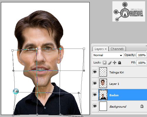 warp transform tool - Mengubah Foto Menjadi Karikatur Dengan Photoshop