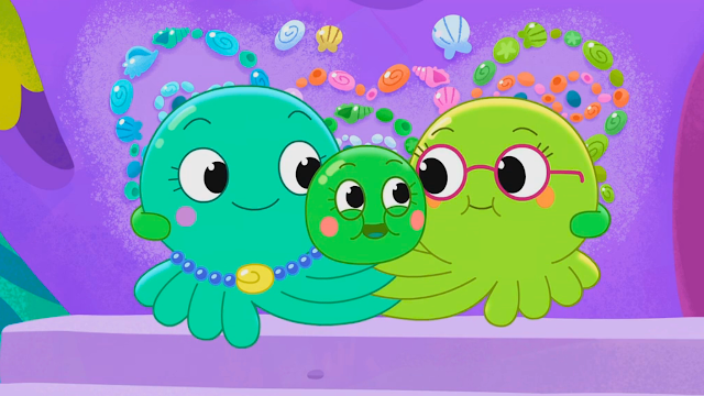 29+ LGBT Kid's Shows - Baby Shark's Big Show! - Picture of Vola the octopus and her two lesbian moms