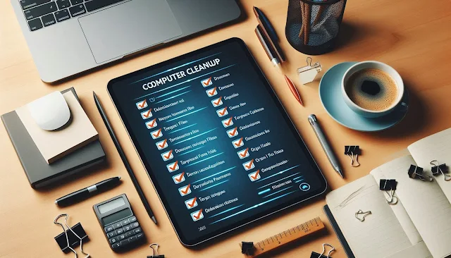 Computer cleanup checklist with checkboxes