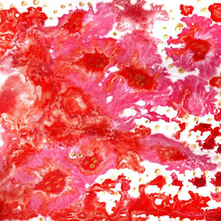 Red abstract sugar watercolor painting