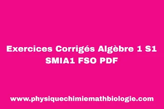 Exercices Corrigés Algèbre 1 S1 SMIA1 FSO PDF