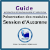 Présentation des modules : Session d’Automne