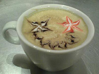 white coffee with flower decoration