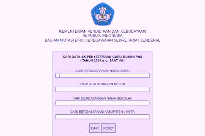 Laman untuk mencari gosip SK Penyetaraan dan SK Inpassing bagi guru non PNS Cek Pengesahan SK Inpassing Bagi Guru Non PNS
