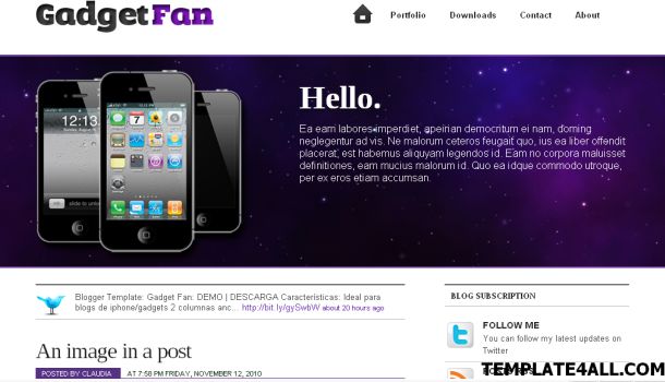 Gadgets Purple Ipod Blogger Template