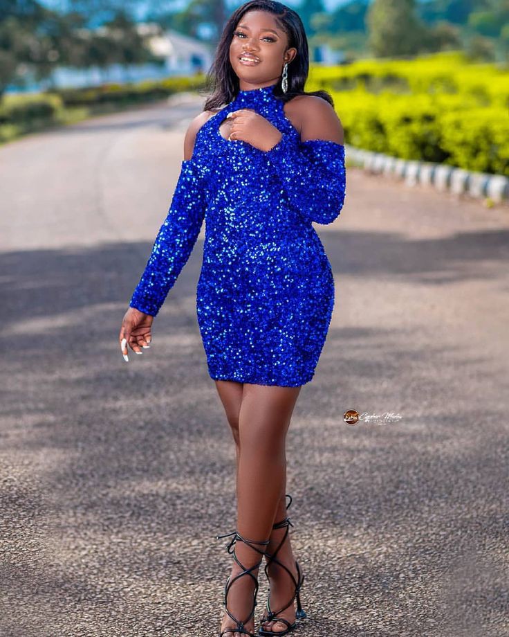 Nigerian Sequence Blue Short Gown Styles