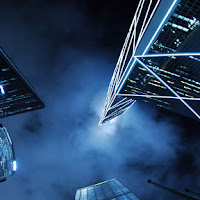 Dark Night City Look Up Modern Buildings  Android Wallpaper