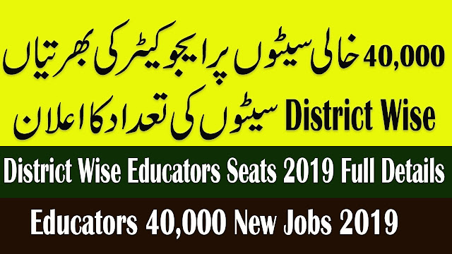 District Wise Educators Seats 2019 Full Details | Educators 40,000 New Jobs 2019 