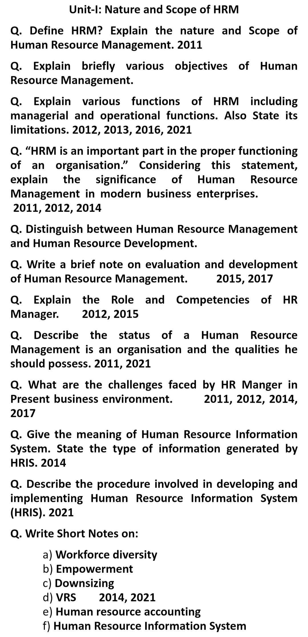 Human resource of Management important question Guahati University b.com 4th semester, HRM Important Questions Guahati University,HRM Important Questions for 2022 b.com 4th semester