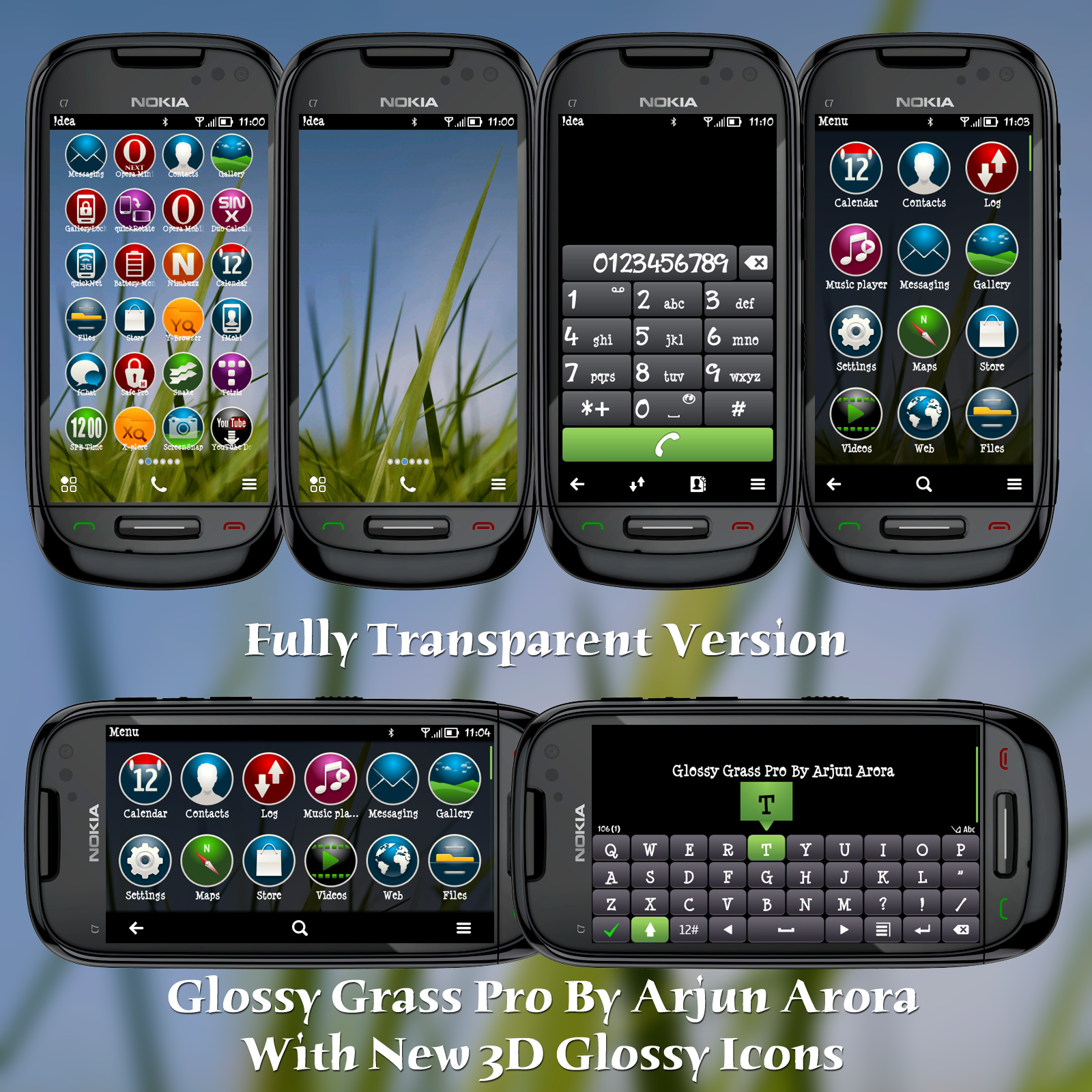 Symbian Belle Theme # 1363 - Glossy Black Pro & Glossy Grass By ...