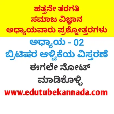 SSLC Social Science Chapter wise Question Answers : 02 Chapter :  Expansion of British rule