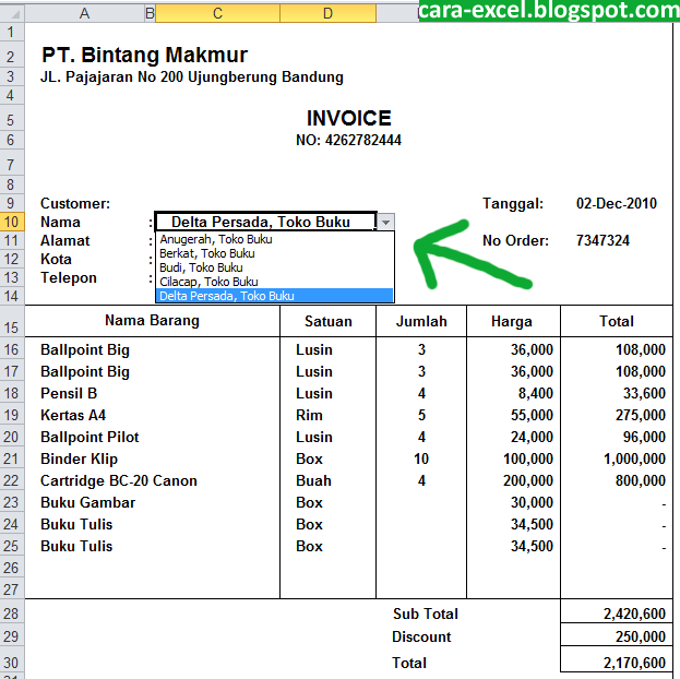 Contoh Invoice Excel Download - Cara-Excel