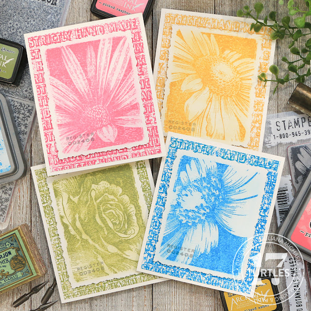 Bold Botanicals Notecard Set by Juliana Michaels featuring Tim Holtz Bold Botanicals, Tiny Prints and The Inspector Stamp Sets