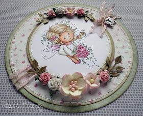 Girly pink fairy card with lots of flowers (image from Wee Stamps for Whimsy Stamps)