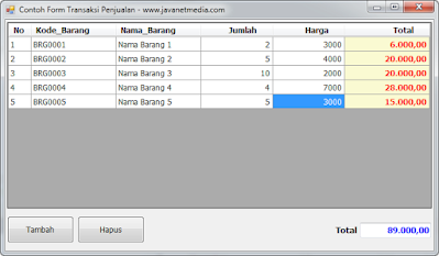 Source Code Contoh From Transaksi Penjualan VB .NET