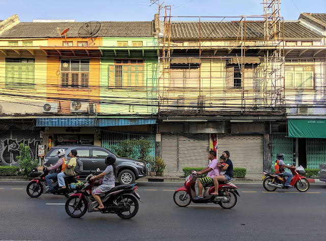 Motorbikes on the street in Bangkok, Thailand