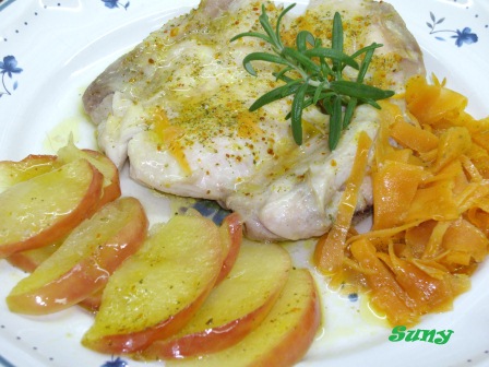 Pollo con manzana y zanahoria