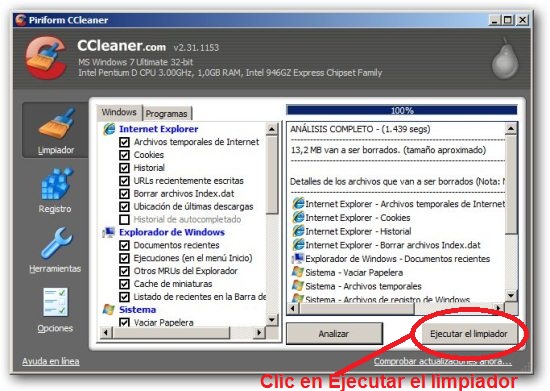 Limpiar con Ccleaner