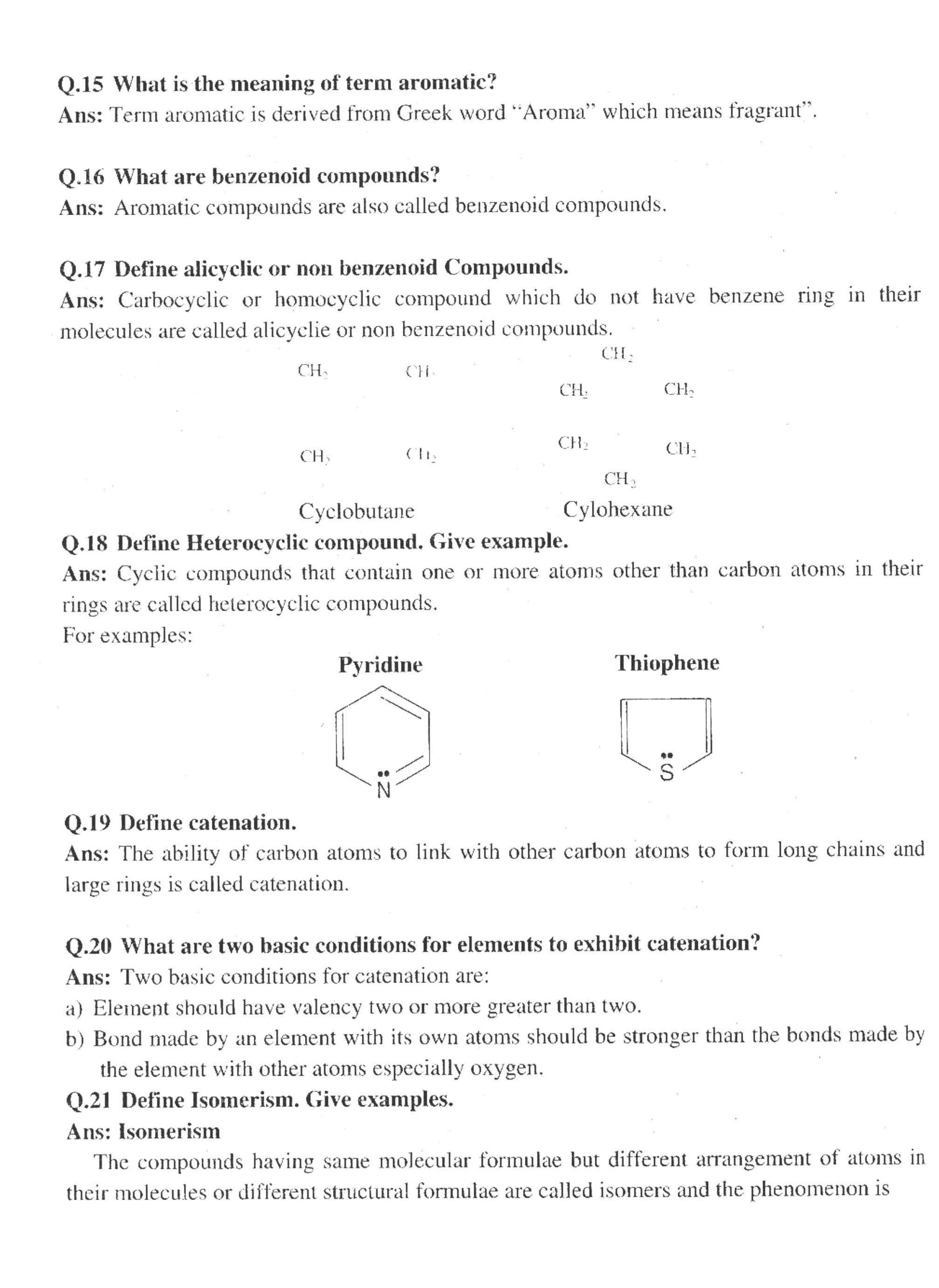 10th Class Chapter 3 Notes Chemistry Chapter: Organic Chemistry {SHORT Answers}