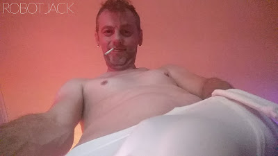 Robot Jack in White Lycra Bulge Big Cock Dick Spandex man men gay bisexual