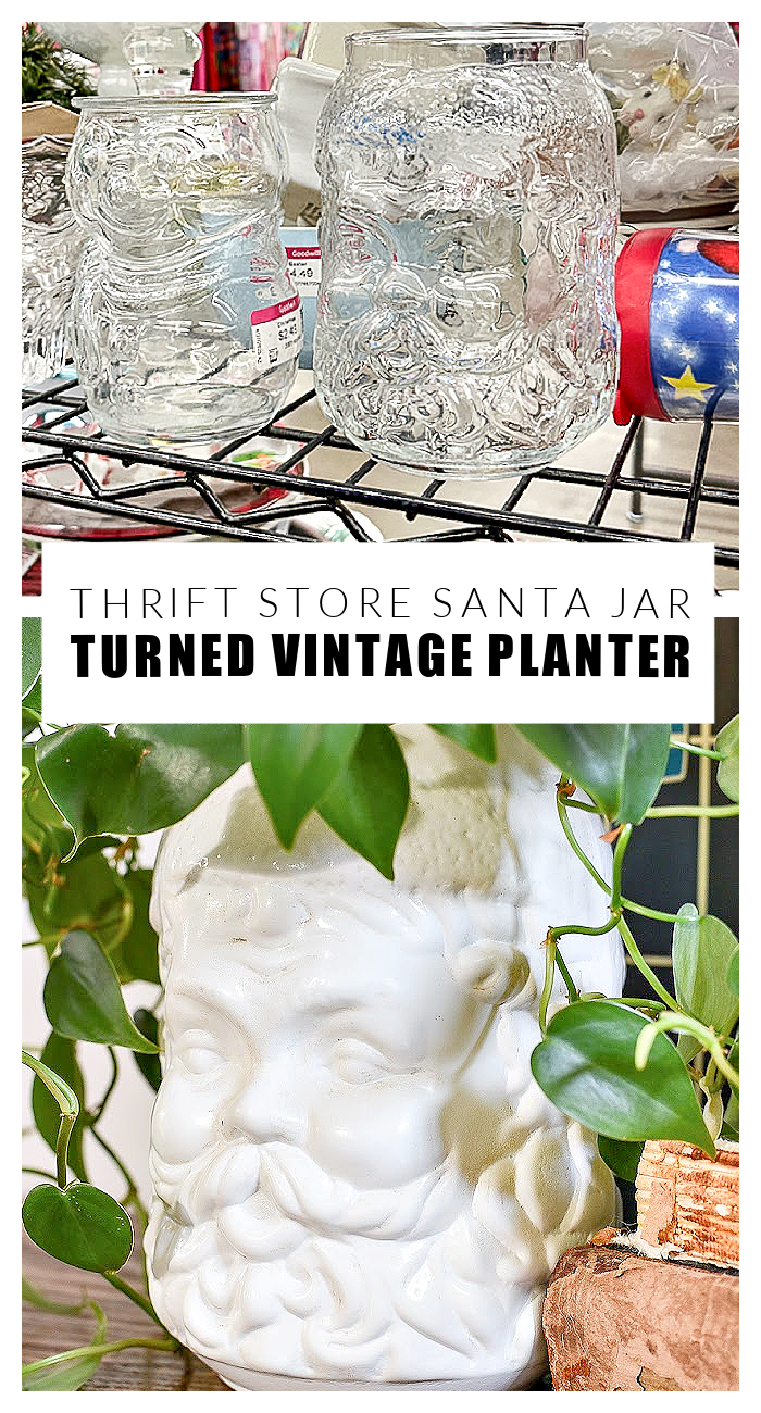 Thrift store Santa jar turned planter