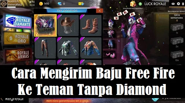 Cara Mengirim Baju Free Fire Ke Teman Tanpa Diamond