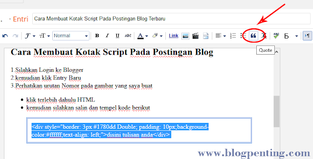 Membuat Artikel Menjadi Quote