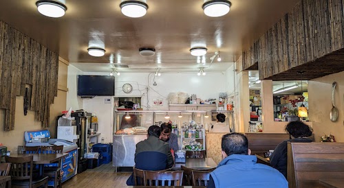 Interior steam table and seating