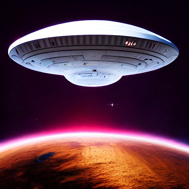 White Flying Saucer digital artwork by Lee Lewis UFO Researcher.