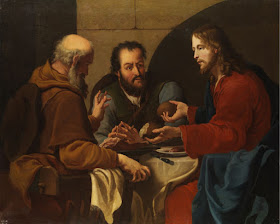 Jesus breaks bread with two followers