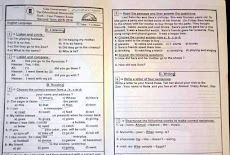  ورقة امتحان اللغة الانجليزية محافظة الجيزة للصف السادس الابتدائى  الترم الثانى 2016 